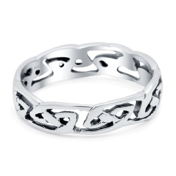 Celtic Ring Oxidized Band Solid 925 Sterling Silver (5mm)